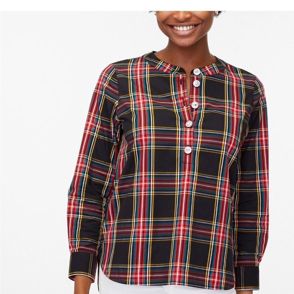 J. Crew Steward Plaid Jeweled Button-Down Shirt Size 3X